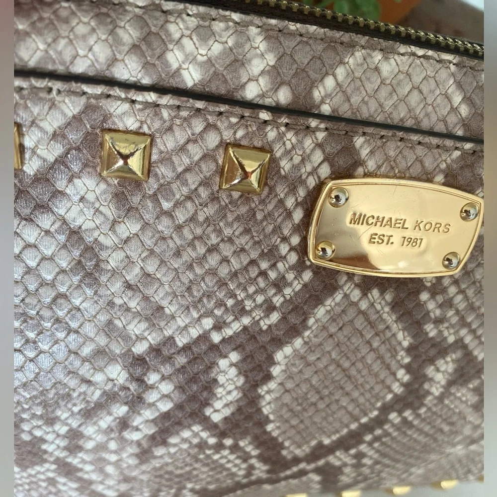 Michael Kors East West Jet Set Snake Python Embossed Crossbody Bag Purse